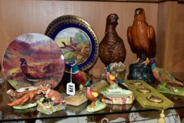 A GROUP OF CERAMICS AND OTHER ITEMS, MAINLY RELATING TO PHEASANTS, and other British wildlife, to