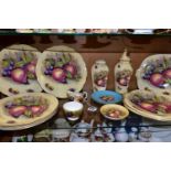 FIFTEEN PIECES OF AYNSLEY ORCHARD GOLD DINNER AND GIFT WARES, with printed fruit on a cream ground