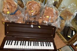 A YAMAHA PORTASOUND BATTERY ORGAN, THREE WALL MIRRORS AND THREE BEARS, comprising three unused Madam