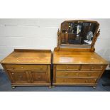 A EARLY TO MID 20TH CENTURY OAK DRESSING CHEST, with a single mirror, two short over two long