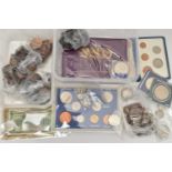TWO PLASTIC BOXES CONTAINING MOSTLY UK COINAGE, to include some early Victorian silver coins,