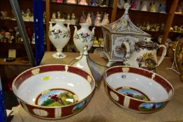 A GROUP OF CERAMICS, comprising two Royal Worcester 'Golfing Collection' bowls by Melvyn Buckley,