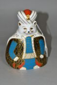 A ROYAL CROWN DERBY PAPERWEIGHT FROM THE ROYAL CATS COLLECTION 'Persian', height 16cm, no stopper,