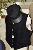 THREE PIECES OF BRITISH RAIL UNIFORM, comprising waistcoat approximately 42'' chest, cap with