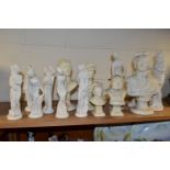 A GROUP OF FIGURES AND BUSTS, fourteen pieces to include busts of Nelson, height 27.5cm (crack to