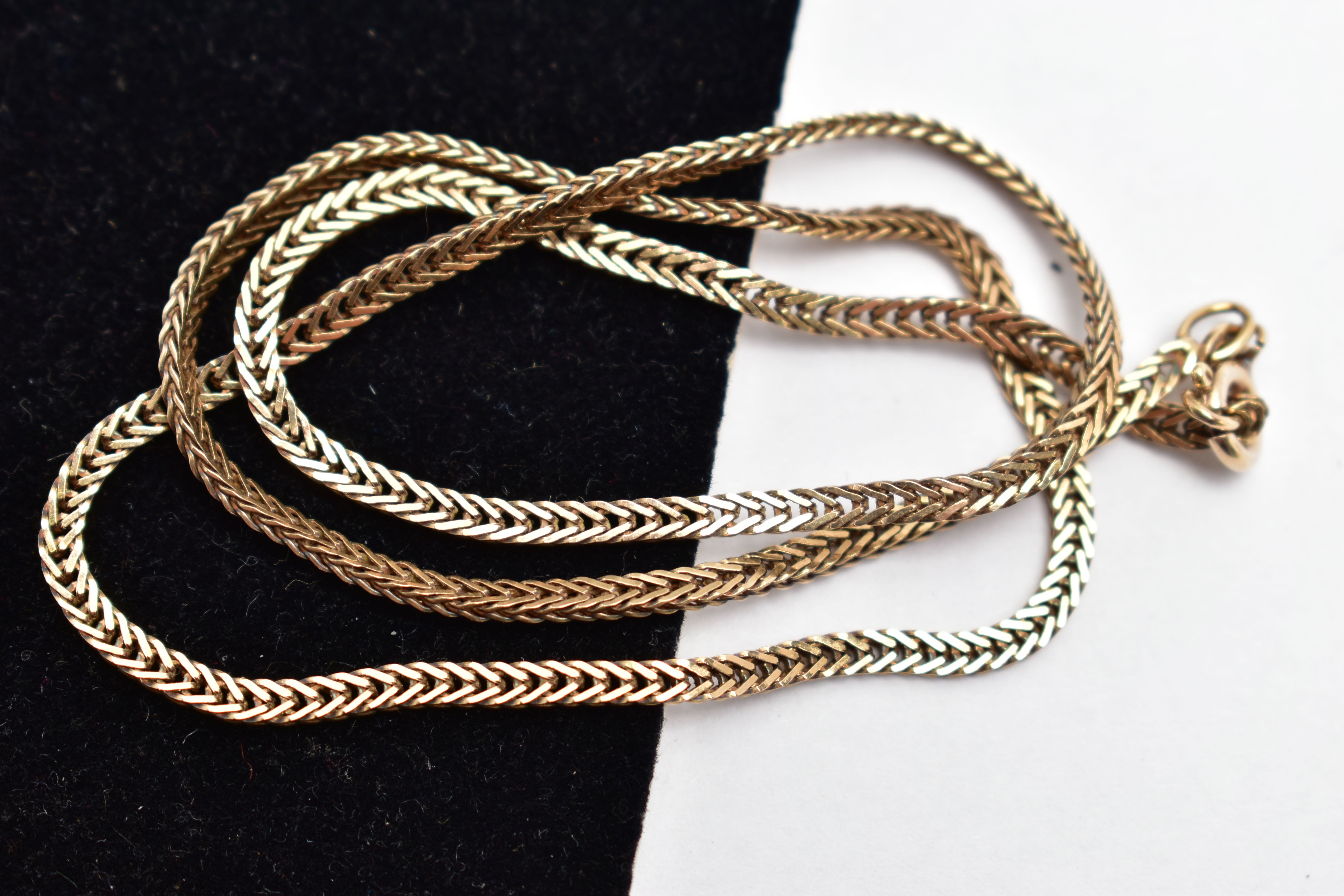 A 9CT GOLD NECKLACE, the chain comprising a series of foxtail links with lobster clasp, import - Image 2 of 2