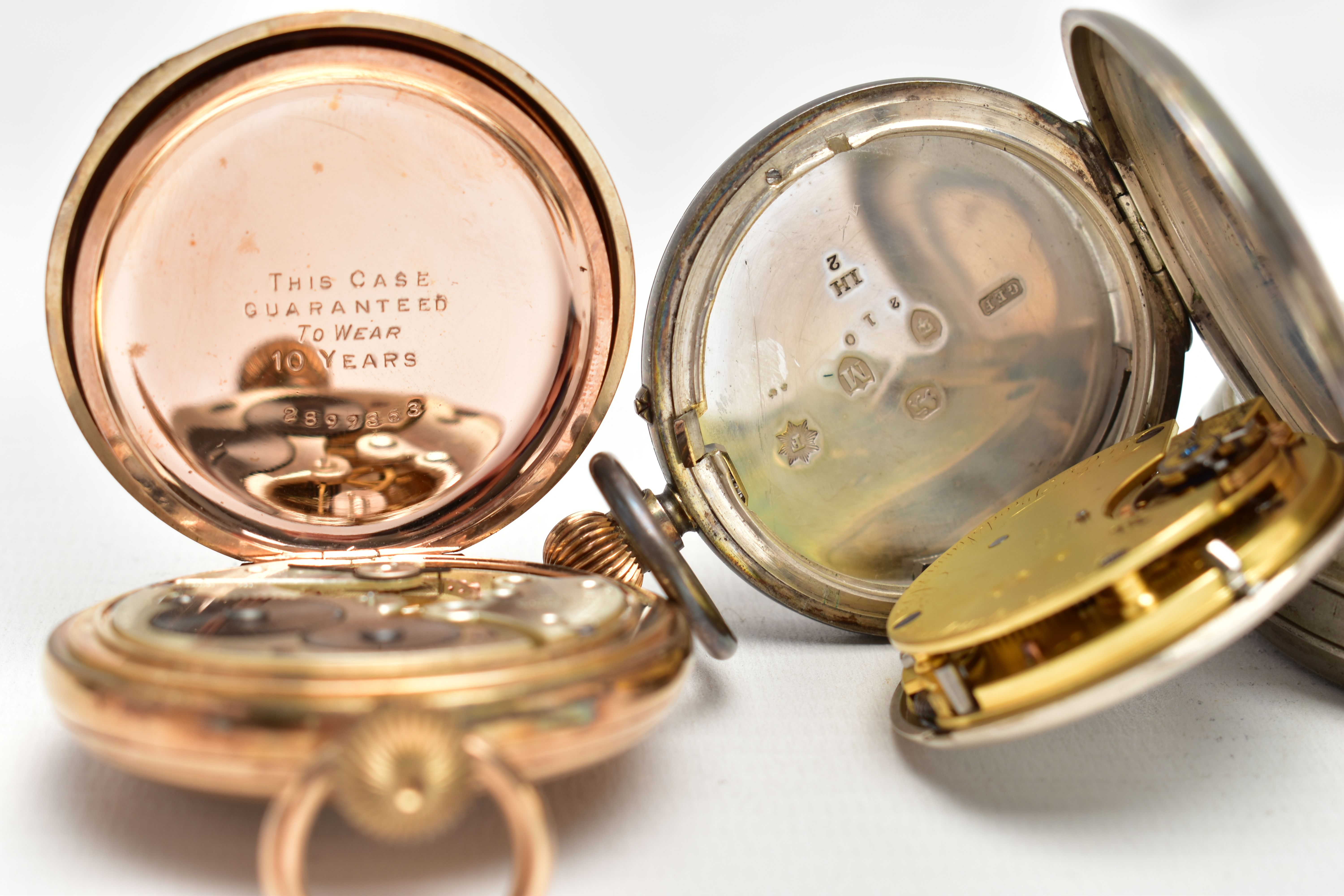 THREE EARLY 20TH CENTURY POCKET WATCHES, to include a gold plated pocket watch, inner case signed - Image 8 of 8