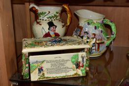 THREE CROWN DEVON FIELDINGS MUSICAL WARES, comprising Auld Lang Syne and John Peel musical jugs,