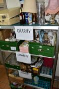 NINE BOXES OF ASSORTED CERAMICS, GLASSWARE AND SUNDRIES THE PROCEEDS OF WHICH WILL GO TO A LOCAL