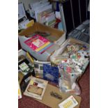 NINE BOXES AND LOOSE EMBOSSING FOLDERS, CUTTING DIES, CARD BLANKS, AND CRAFT PAPERS, to include a