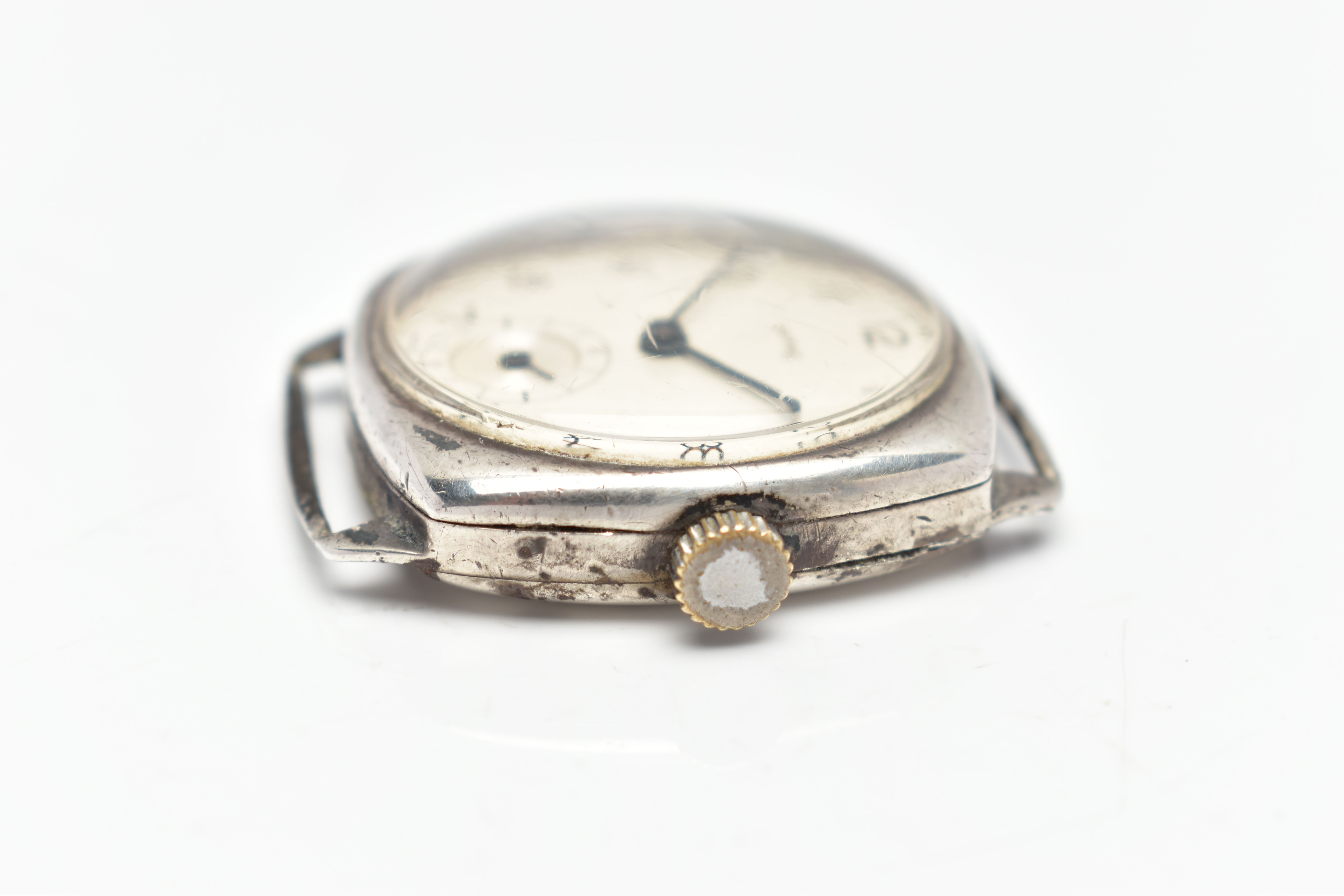 A WHITE METAL SMITHS WATCH HEAD, manual wind, cream colour dial, with Arabic hourly markers, - Image 3 of 6
