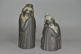 TWO LLADRO GRES CHINESE FIGURINES, comprising 'Tall Chinese Man' a standing man no 2056, height