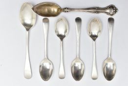 AN ASSORTMENT OF SILVER TEASPOONS, to include five old English teaspoons, hallmarked 'Cooper