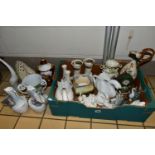 A BOX AND LOOSE CERAMICS AND SUNDRY ITEMS, to include a tall Nao goose height 33.5cm, a Nao group of