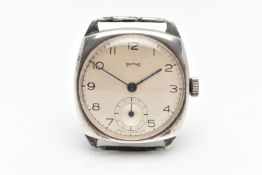 A WHITE METAL SMITHS WATCH HEAD, manual wind, cream colour dial, with Arabic hourly markers,