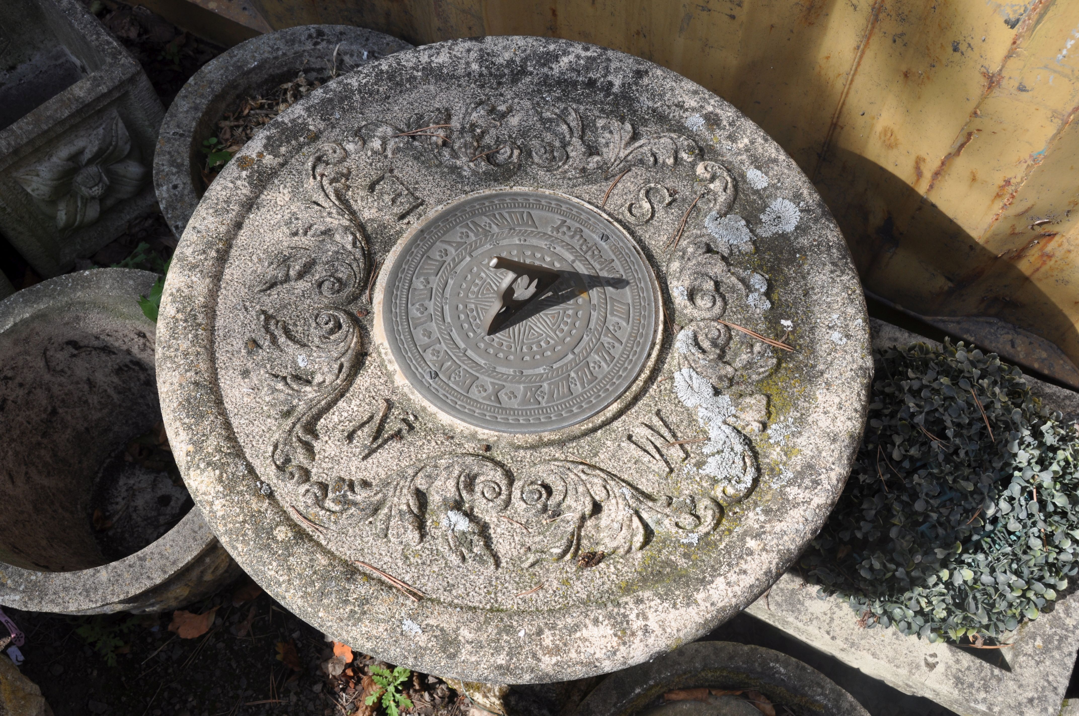 A MODERN COMPOSITE SUN DIAL with a detail square section foot baluster stem and a separate - Image 2 of 3