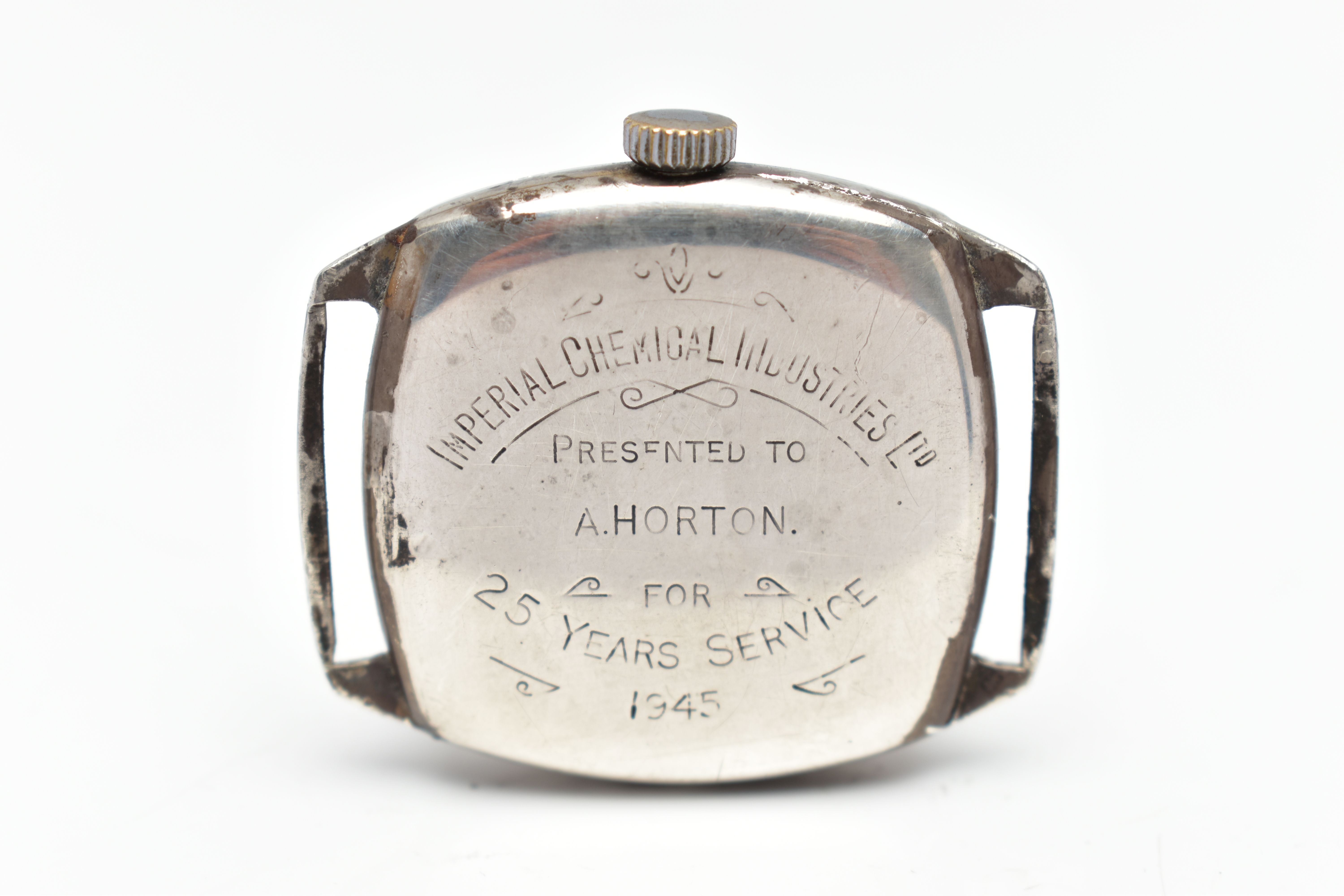 A WHITE METAL SMITHS WATCH HEAD, manual wind, cream colour dial, with Arabic hourly markers, - Image 2 of 6