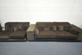 HOWARD KEITH FOR HK DESIGNS, A LARGE STRIPPED UPHOSTERED SOFA, length 266cm x depth 100cm x height