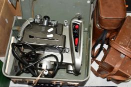 CINE CAMERAS / PROJECTOR, three cased Cine Cameras / Projector comprising one Paillard-Bolex M8 Cine