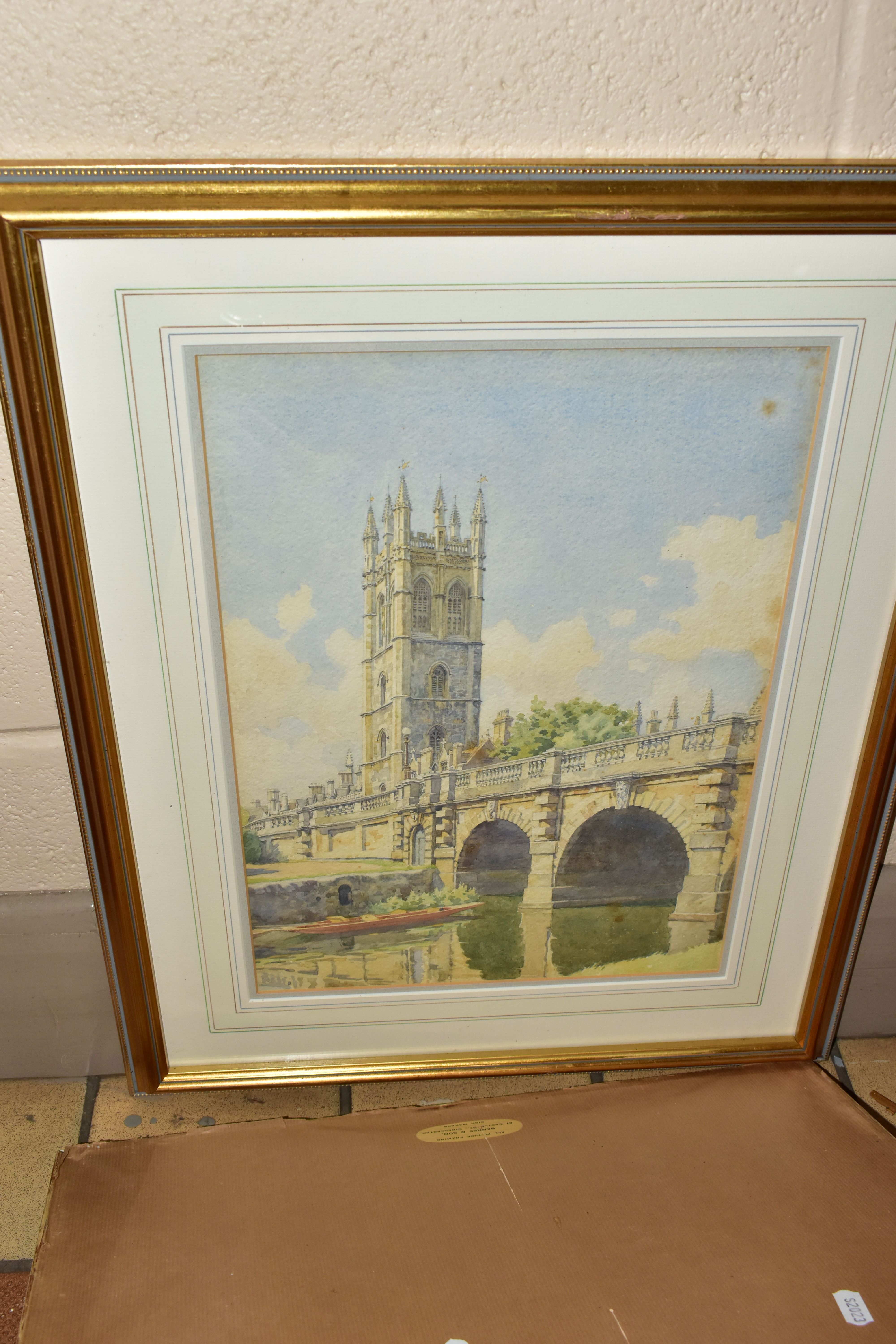 FIVE 20TH CENTURY WATERCOLOURS, comprising a view of Magdalen College, Oxford from the river, - Image 3 of 3