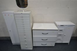 AN IKEA VINSTRA REVOLVING DRESSING CHEST, with a single adjustable mirror, thirteen various drawers,