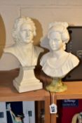 TWO BUSTS, comprising a white composition bust of a lady, signed to base 'A Giammelli, 1980',