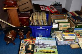 SIX BOXES AND ONE SUITCASE OF BOOKS, L.P RECORDS AND SUNDRIES, to include over one hundred LPs,