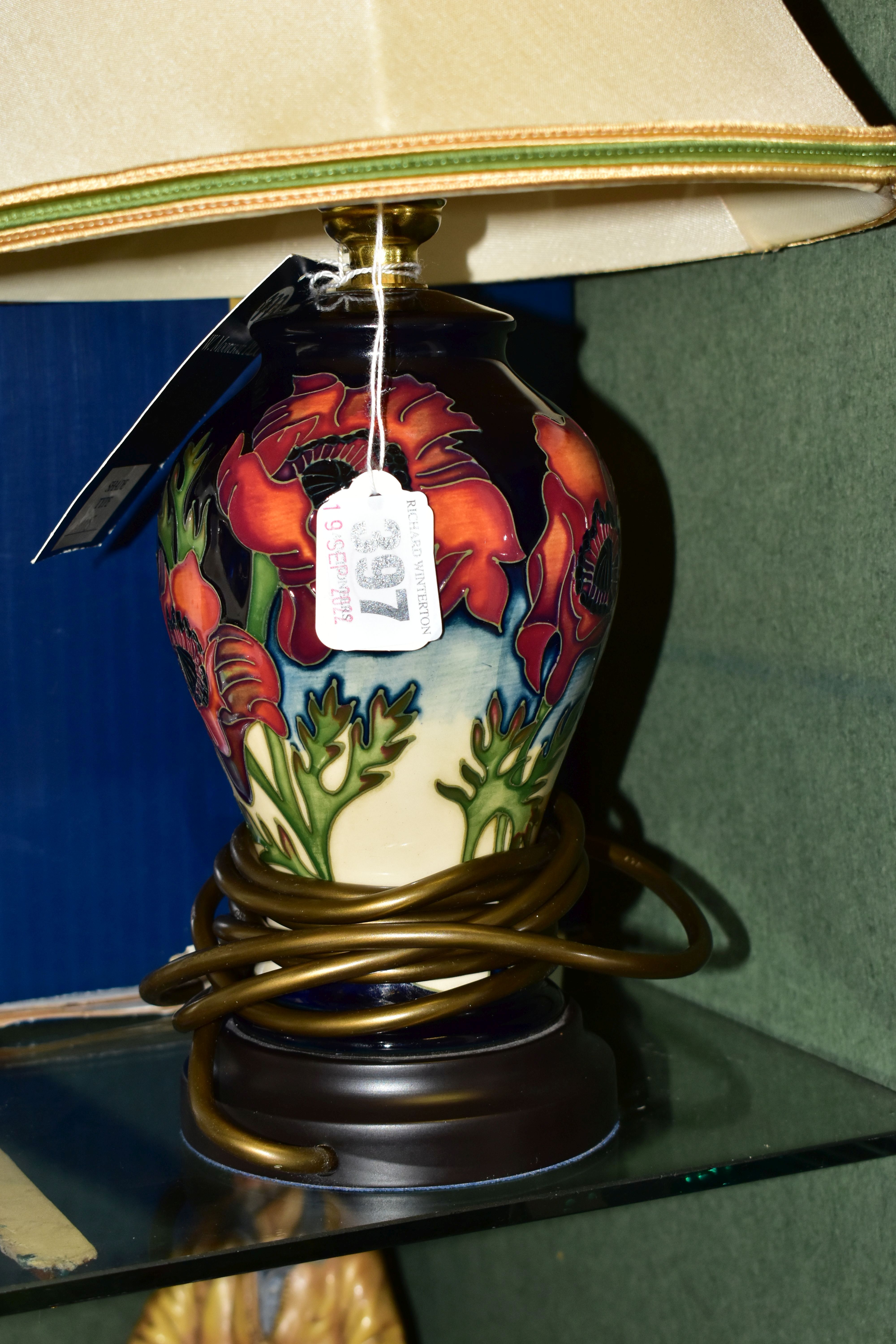 A BOXED MOORCROFT POTTERY FREEDOM FIELDS TABLE LAMP, of baluster form, tube lined with red poppies - Image 2 of 4