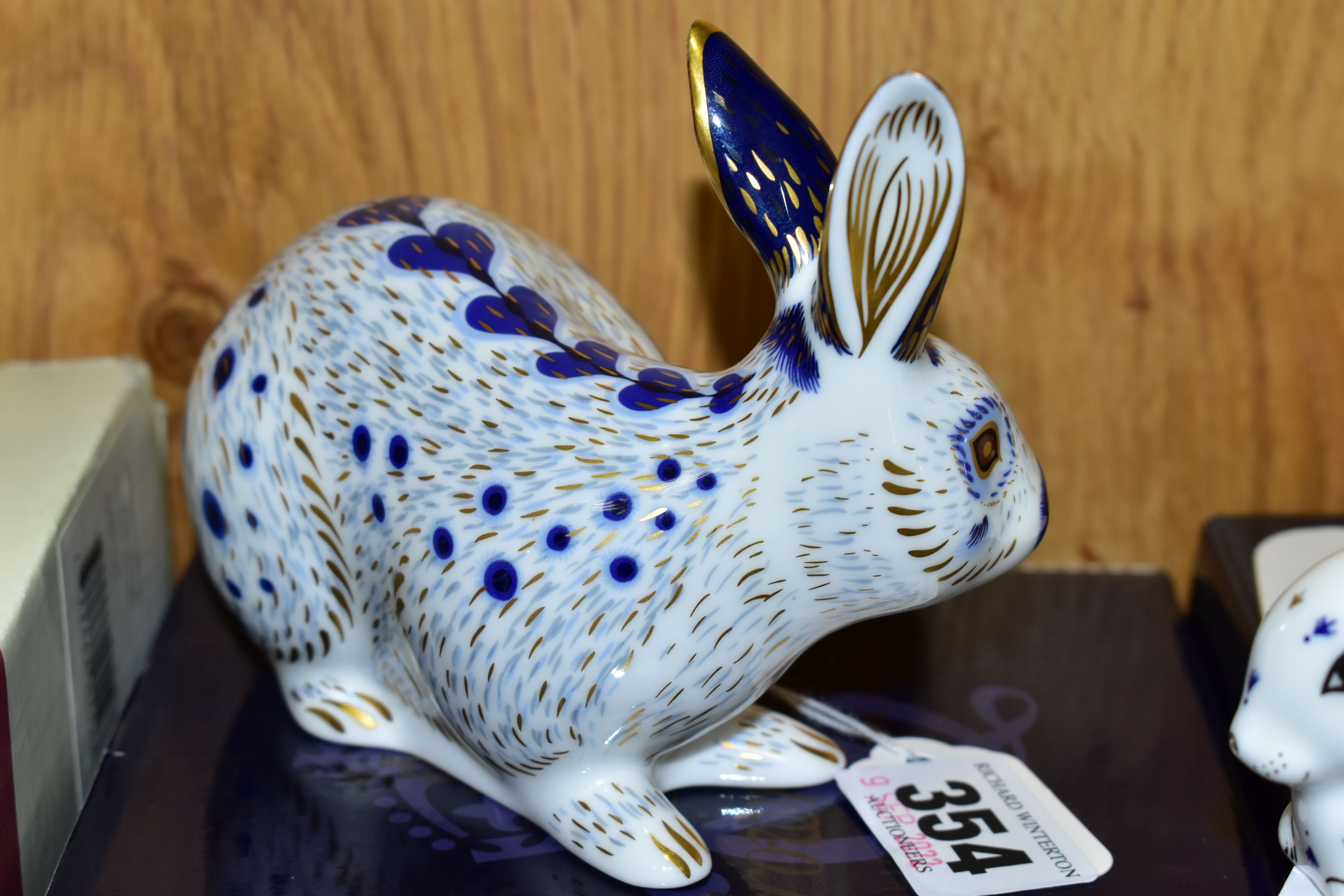 THREE BOXED ROYAL CROWN DERBY PAPERWEIGHTS, comprising English Rabbit, Blue, and 25th Anniversary - Image 3 of 4