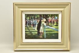 SHERREE VALENTINE DAINES (BRITISH 1959) 'ON PARADE', a signed artist proof print of racegoers and