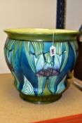 A VERY LARGE MINTON JARDINIERE, with a green, turquoise and lilac coloured Art Nouveau '