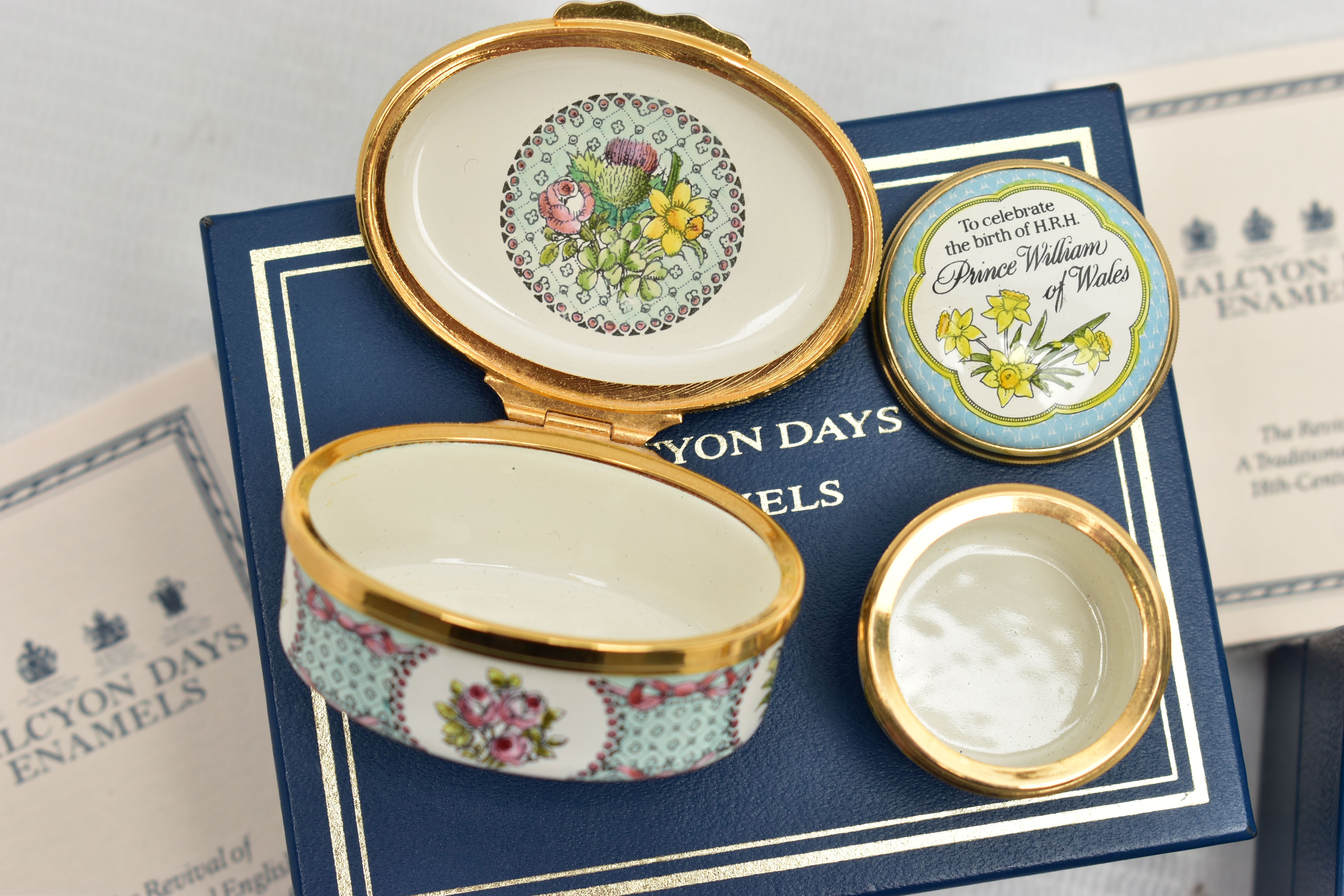 TWO HALCYON DAYS ENAMEL TRINKET BOXES, the first to commemorate Queen Elizabeth the Queen Mother - Image 2 of 3