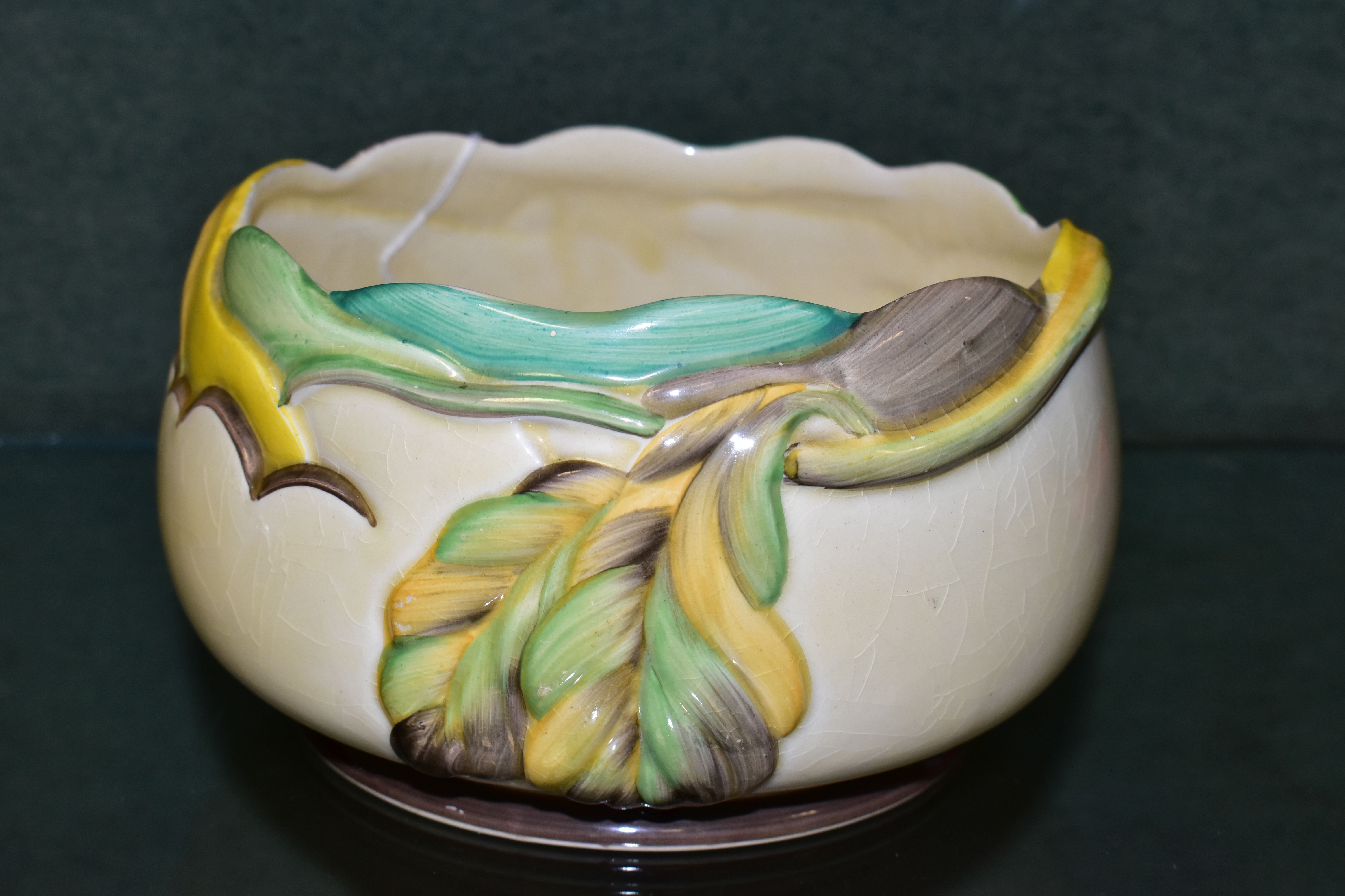 A CLARICE CLIFF FOR NEWPORT POTTERY FRUIT BOWL, moulded in the Autumn Leaves pattern, diameter at - Image 3 of 5