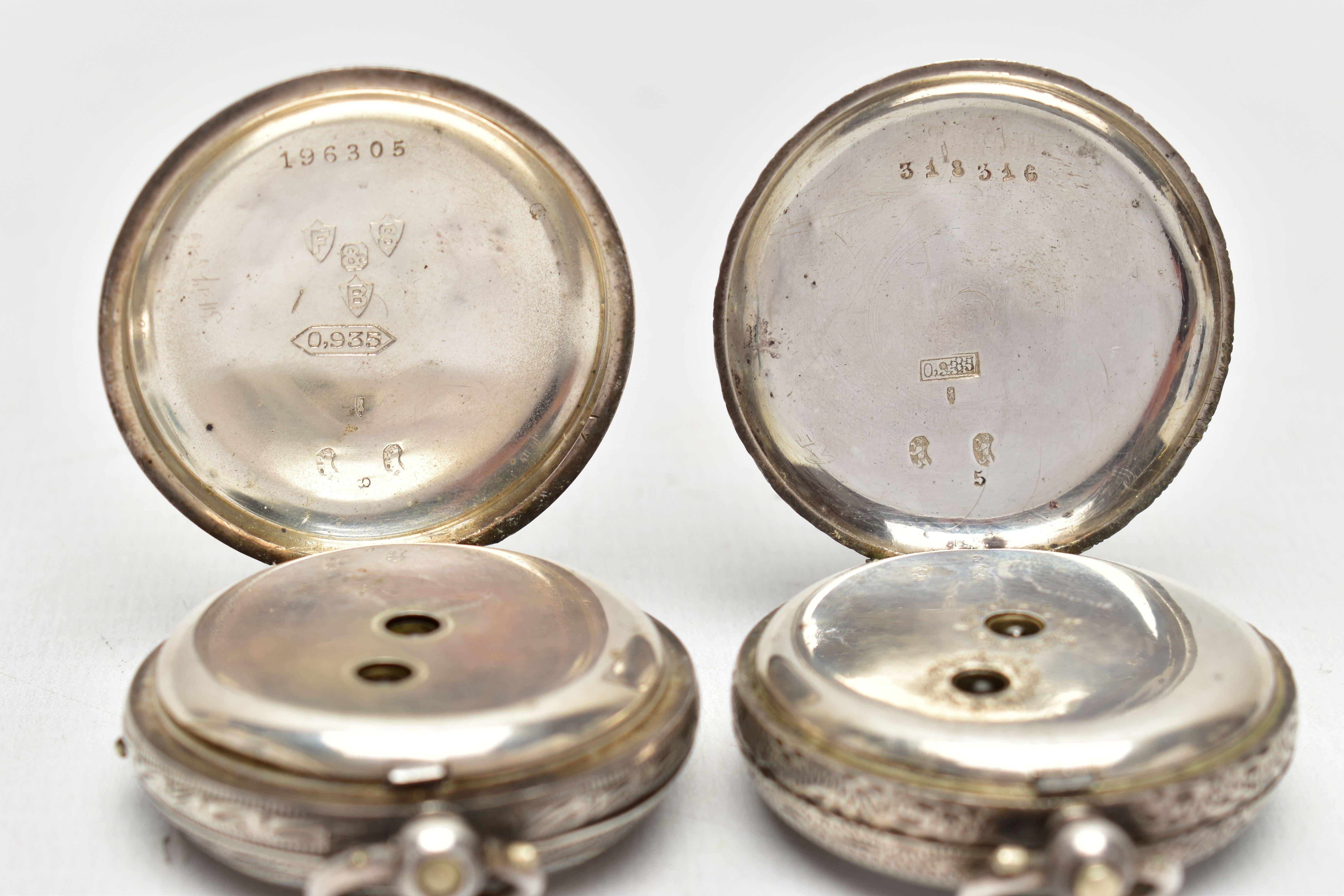 TWO SILVER LADIES POCKET WATCHES, the first a white circular dial with Roman numeral hourly markers, - Image 4 of 5