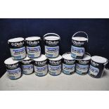 ELEVEN TINS OF MASONARY PAINT comprising seven tins of Dulux magnolia masonry paint and four tins of
