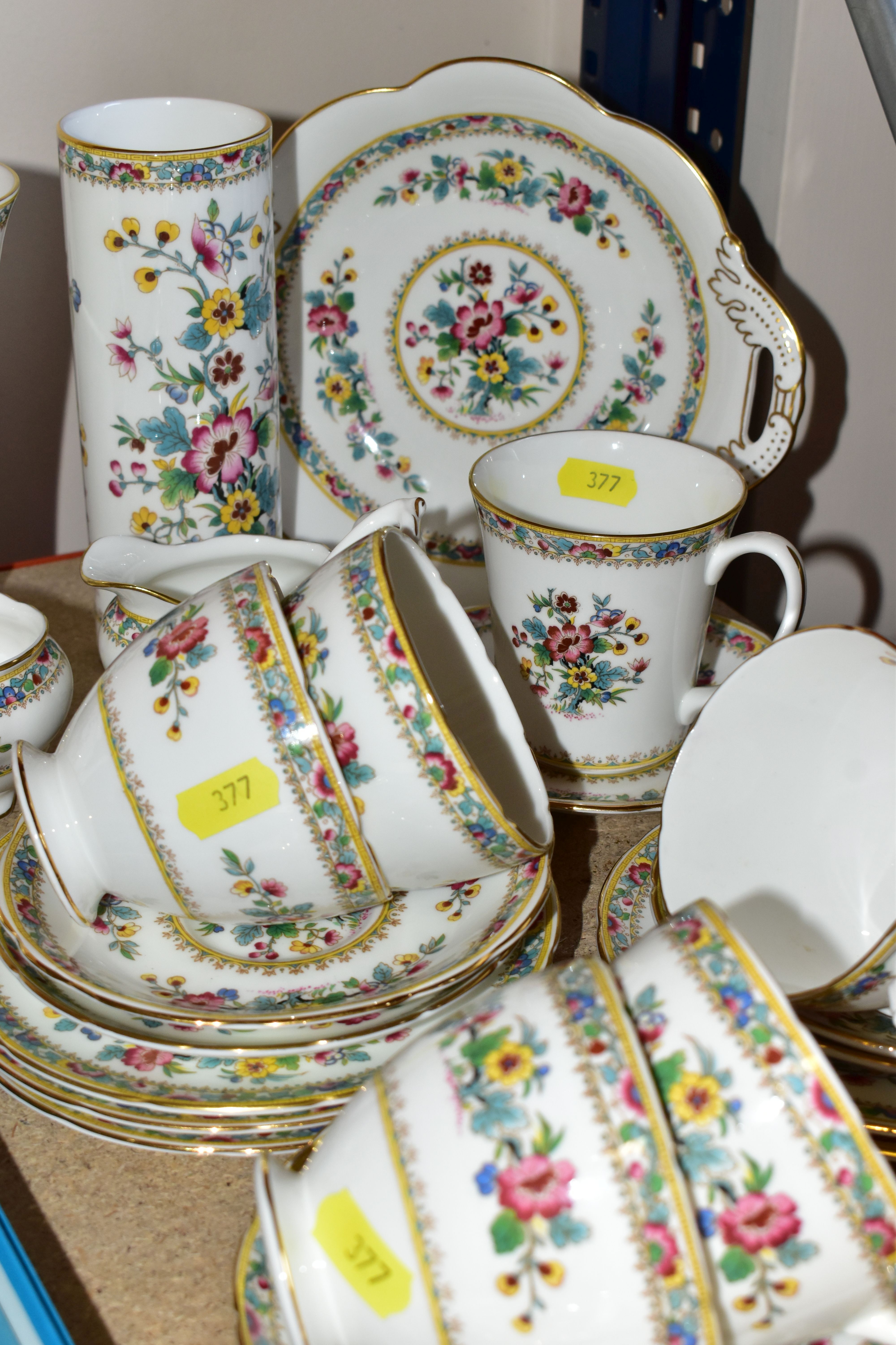 A COALPORT 'MING ROSE' PATTERN TEA SET, comprising one teapot, one bread and butter plate, cream - Image 4 of 4