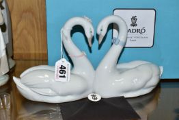 A BOXED LLADRO ENDLESS LOVE FIGURE GROUP, no 6585, depicting two swans joined at the breast, by Jose