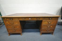SHAPLAND AND PETTER LTD OF BARNSTAPLE, AN EARLY TO MID 20TH CENTURY MAHOGANY PEDESTAL DESK, with a