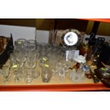 A GROUP OF GLASSWARE, COLLECTABLE PLATES AND SUNDRIES, comprising Stuart Crystal drinking glasses, a