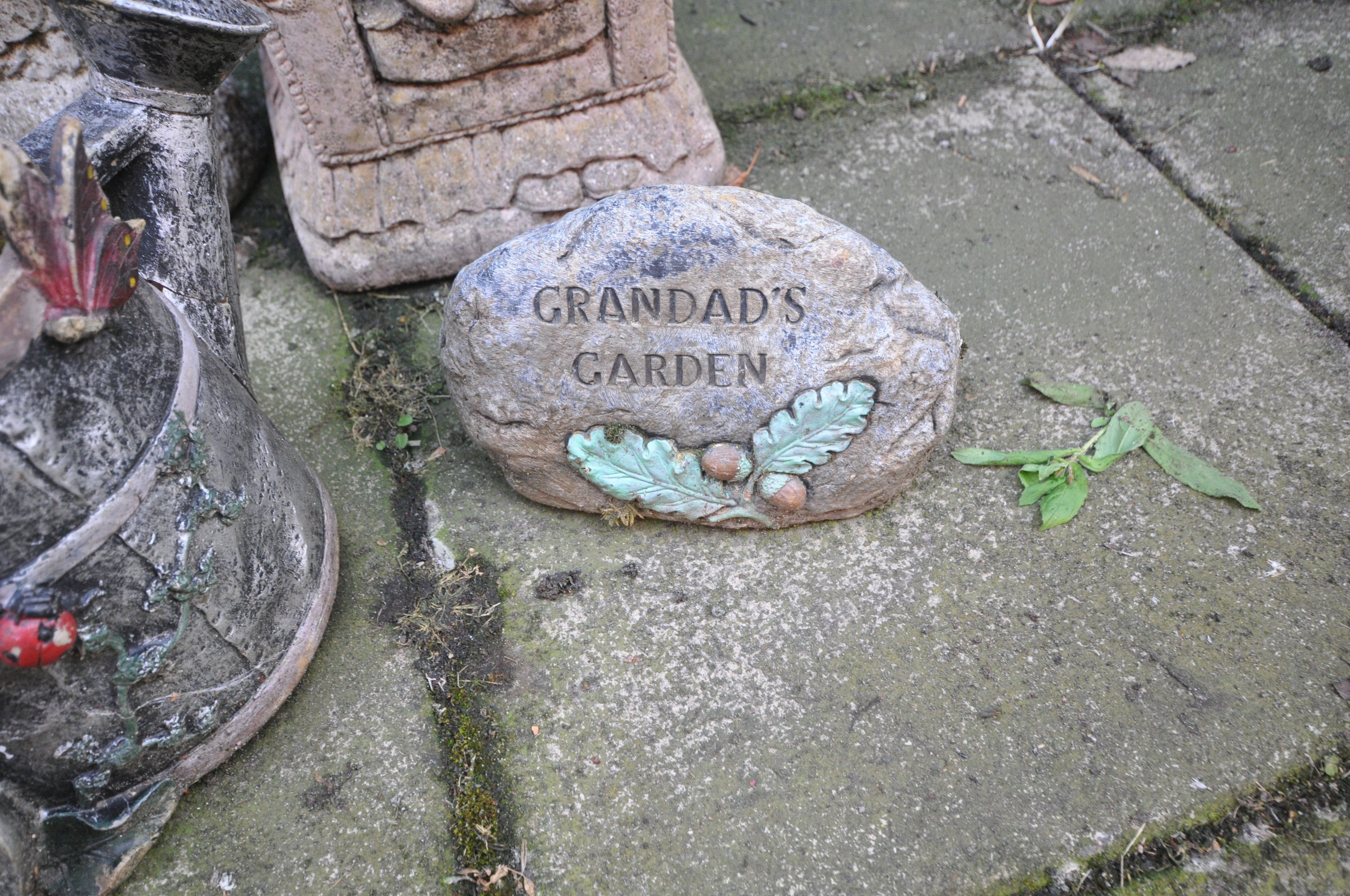 A SELECTION OF COMPOSITE GARDEN FIGURES, to include a hedgehog in an armchair, an owl, squirrel, etc - Image 2 of 3