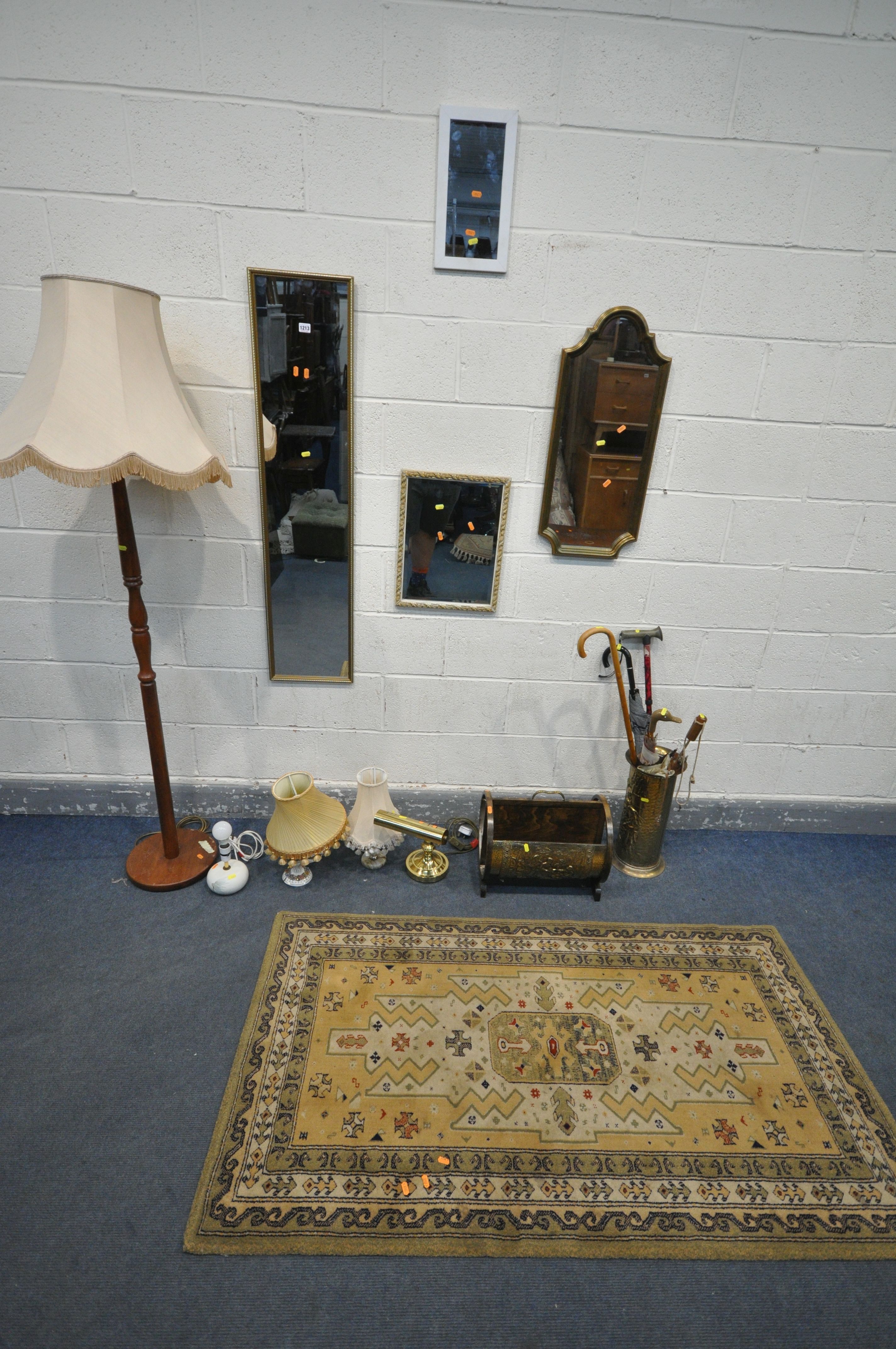 A SELECTION OF OCCASIONAL FURNITURE, to include a rectangular gilt wall mirror, a shaped gilt wall