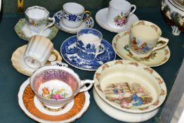A GROUP OF CUPS AND SAUCERS, comprising a Doulton Burslem fluted coffee can and saucer C1428, a