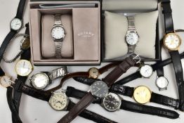 A BOX OF ASSORTED WRISTWATCHES, to include two boxed 'Rotary' ladies watches model number LB10761,
