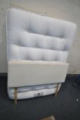 A REST ASSURED 4FT6 DIVAN BED AND MATTRESS, base with two drawers, and a headboard