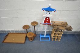 A SELECTION OF OCCASIONAL FURNITURE, to include a child's clothes stand, with hooks, height 105cm, a