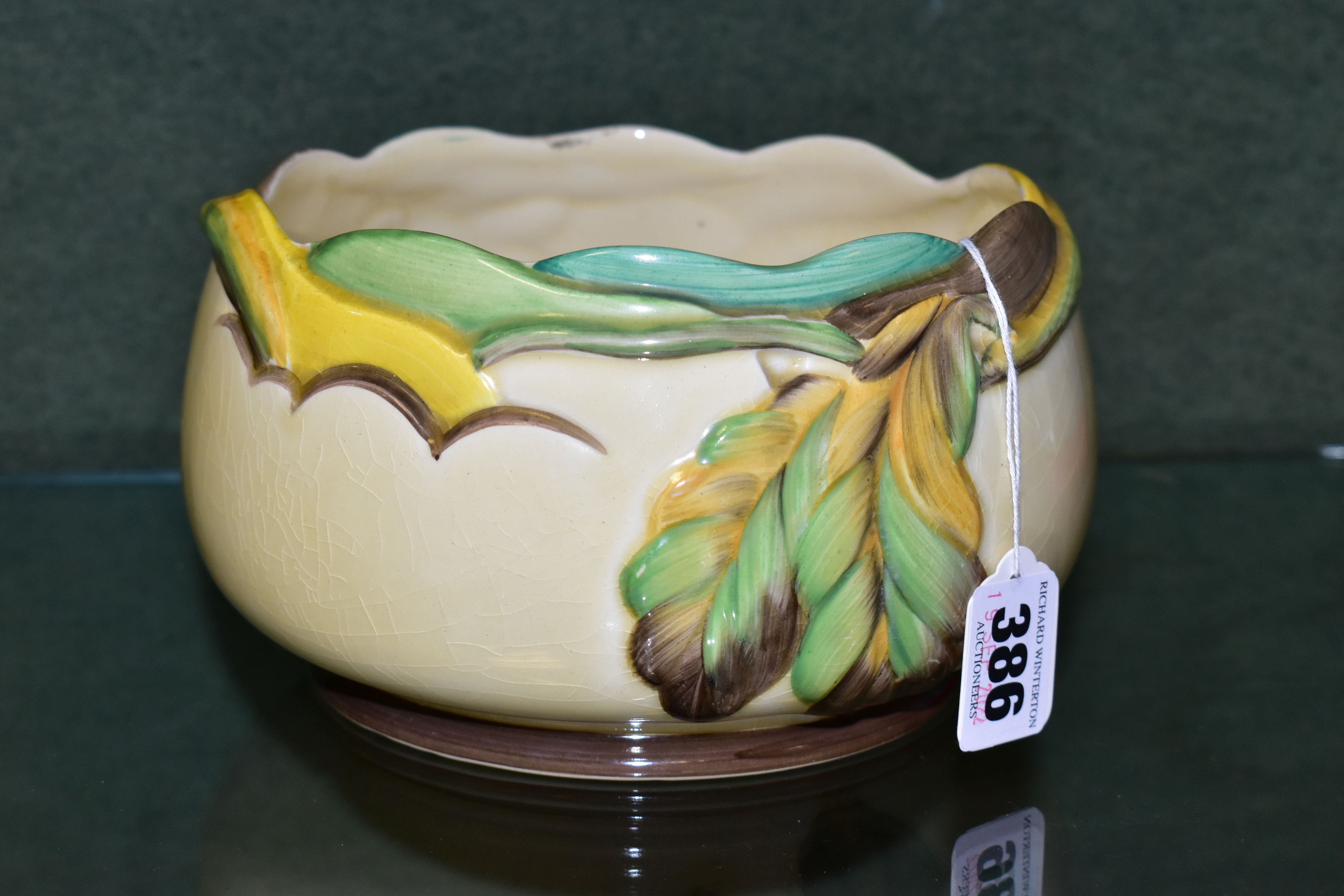 A CLARICE CLIFF FOR NEWPORT POTTERY FRUIT BOWL, moulded in the Autumn Leaves pattern, diameter at