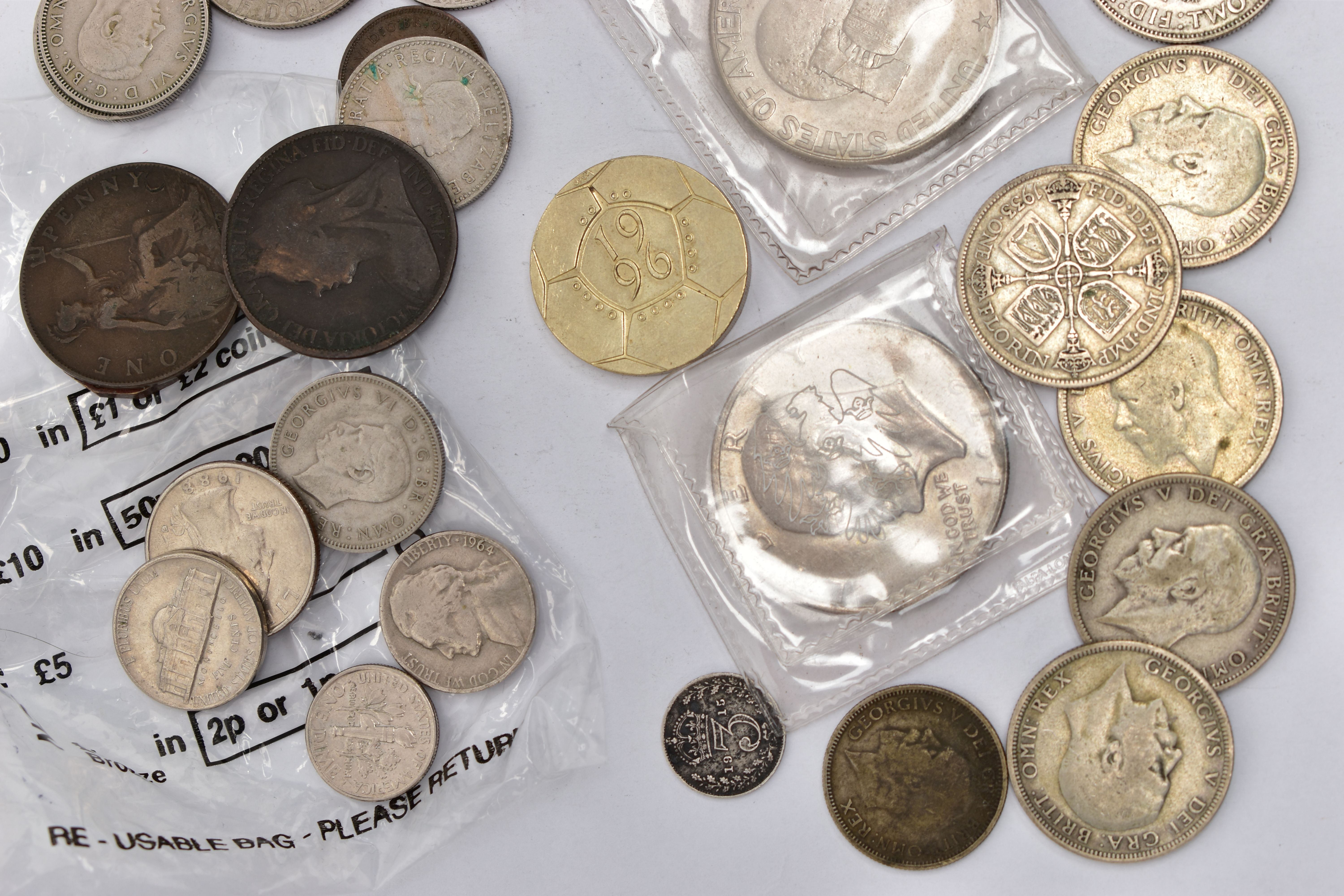 A PLASTIC BAG CONTAINING 20th CENTURY OVER 150 gr .500 SILVER COINS other Silver coins etc - Image 4 of 4