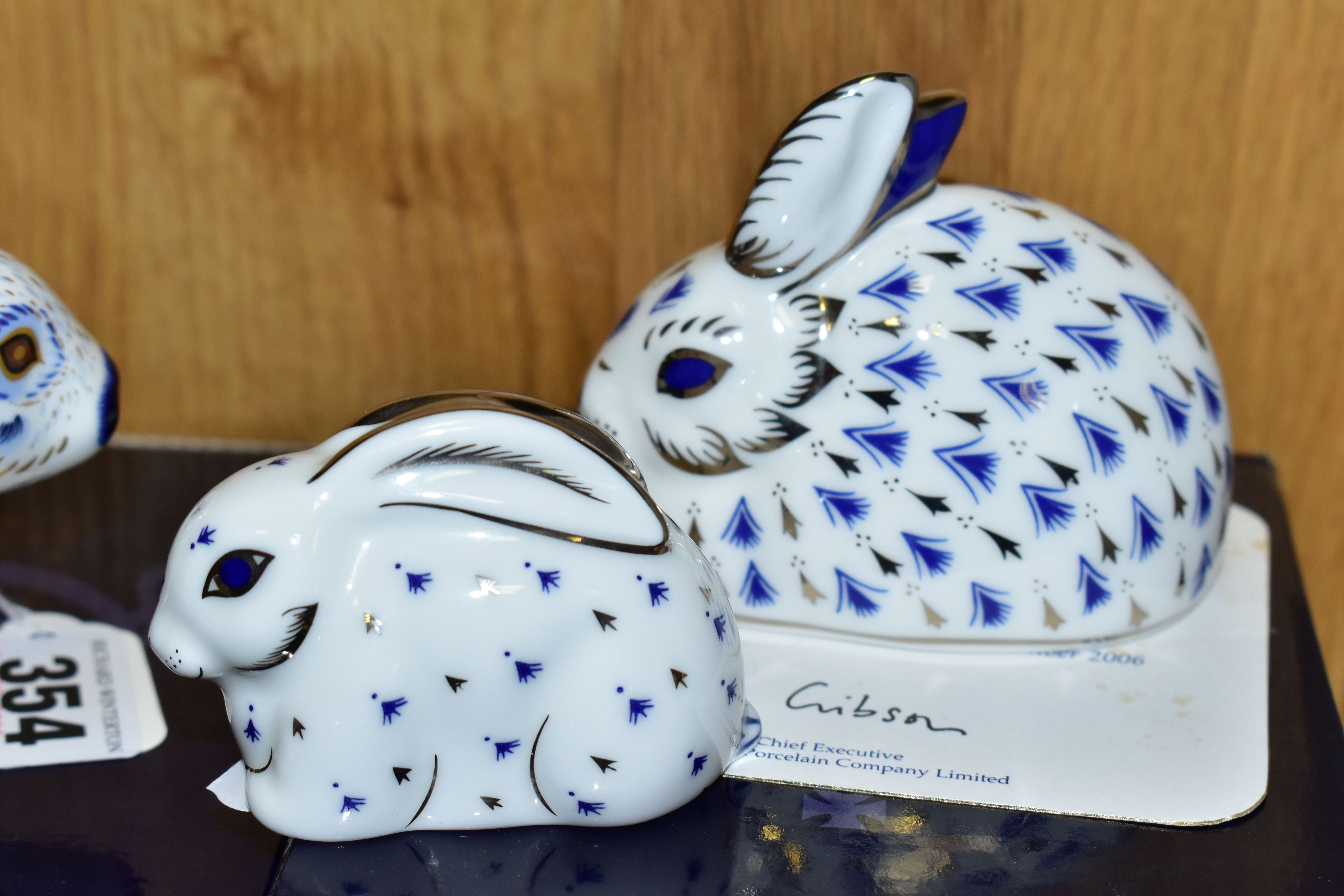 THREE BOXED ROYAL CROWN DERBY PAPERWEIGHTS, comprising English Rabbit, Blue, and 25th Anniversary - Image 2 of 4