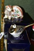 TWO BOXED ROYAL CROWN DERBY PAPERWEIGHTS, comprising Stoat and Pied Wagtail, both first quality with