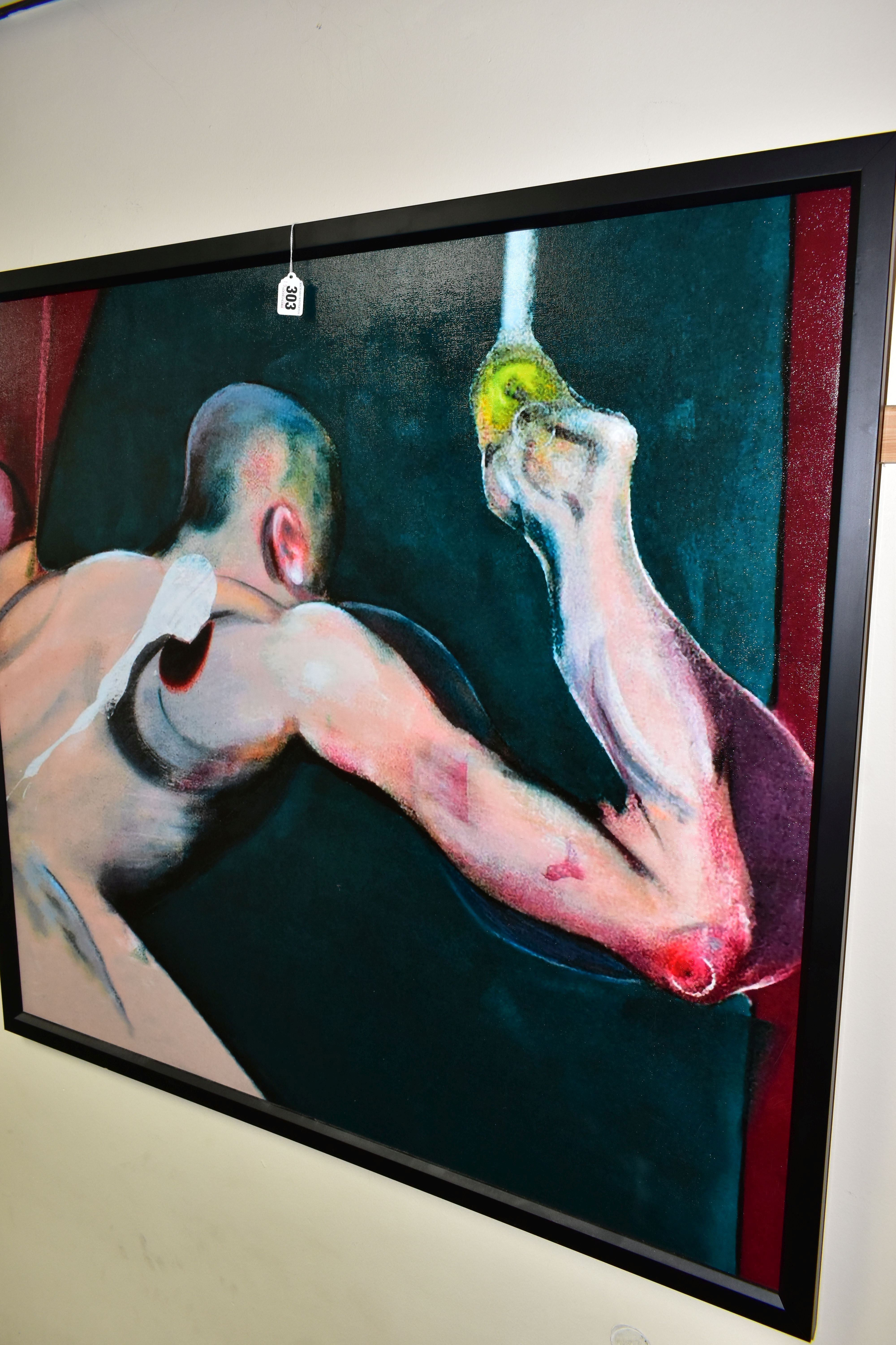 TWO MODERN DECORATIVE CANVAS PRINTS, comprising a detail from Francis Bacon's 'Man Turning on the - Image 3 of 6